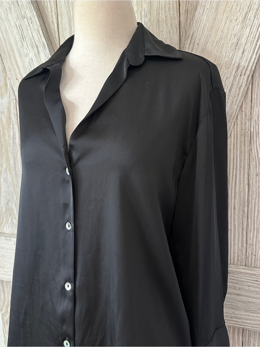 ZARA Black Satin Effect Boho Chic Top - Picture 4 of 5